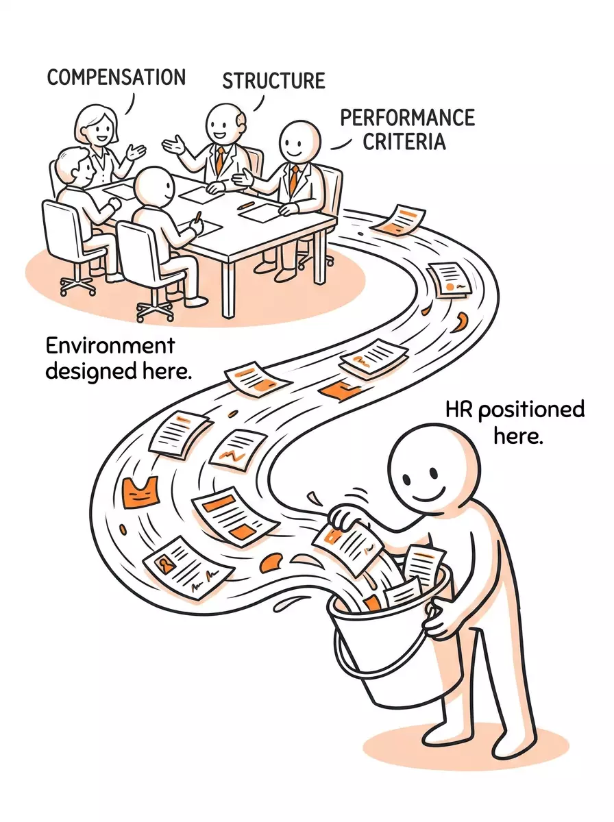 HR downstream of every environment-design decision — never upstream of it
